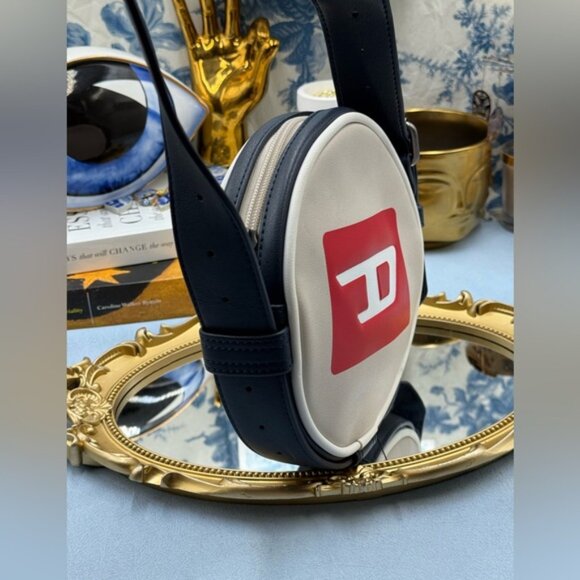 🆕 DIESEL 🧿 NWOT Rinke Circle Shoulder Bag - Neutral Beige, Red, White & Blue - Picture 5 of 16